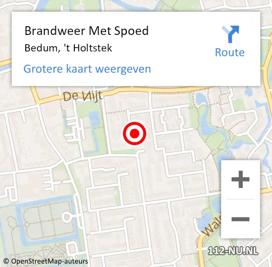 Locatie op kaart van de 112 melding: Brandweer Met Spoed Naar Bedum, 't Holtstek op 15 april 2022 14:12