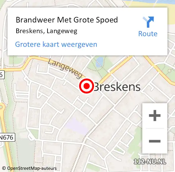 Locatie op kaart van de 112 melding: Brandweer Met Grote Spoed Naar Breskens, Langeweg op 15 april 2022 14:28