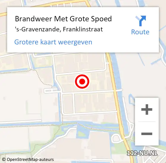 Locatie op kaart van de 112 melding: Brandweer Met Grote Spoed Naar 's-Gravenzande, Franklinstraat op 15 april 2022 14:29