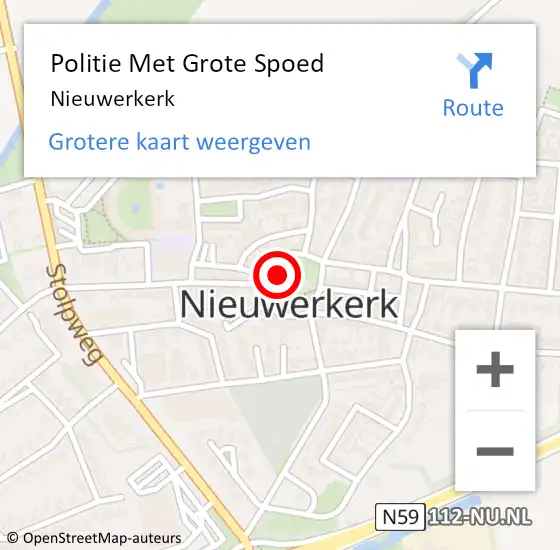 Locatie op kaart van de 112 melding: Politie Met Grote Spoed Naar Nieuwerkerk op 15 april 2022 14:32