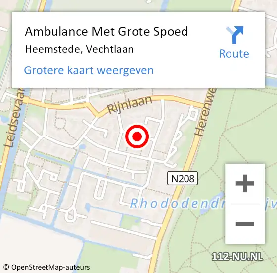 Locatie op kaart van de 112 melding: Ambulance Met Grote Spoed Naar Heemstede, Vechtlaan op 14 juli 2014 14:45