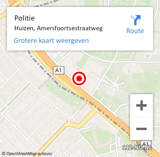 Locatie op kaart van de 112 melding: Politie Huizen, Amersfoortsestraatweg op 15 april 2022 14:45