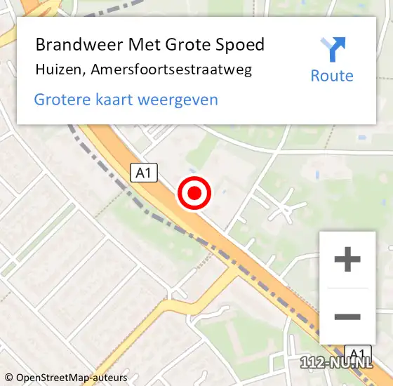 Locatie op kaart van de 112 melding: Brandweer Met Grote Spoed Naar Huizen, Amersfoortsestraatweg op 15 april 2022 14:46