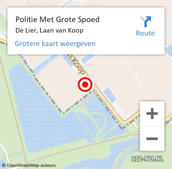 Locatie op kaart van de 112 melding: Politie Met Grote Spoed Naar De Lier, Laan van Koop op 15 april 2022 14:53