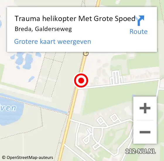 Locatie op kaart van de 112 melding: Trauma helikopter Met Grote Spoed Naar Breda, Galderseweg op 15 april 2022 15:14