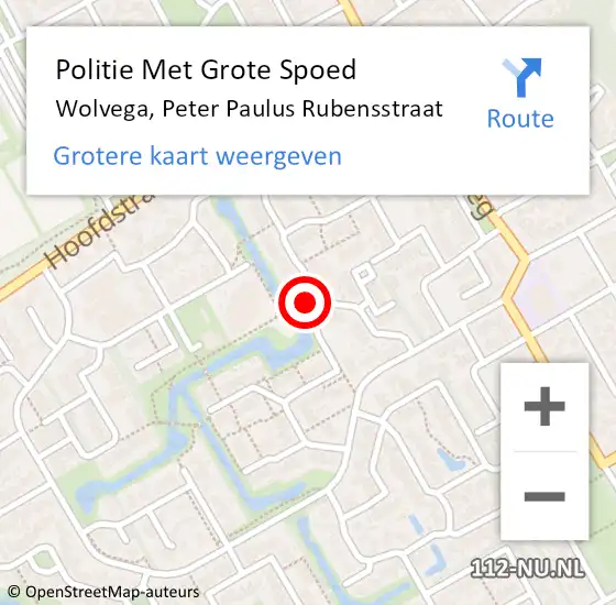 Locatie op kaart van de 112 melding: Politie Met Grote Spoed Naar Wolvega, Peter Paulus Rubensstraat op 15 april 2022 15:16