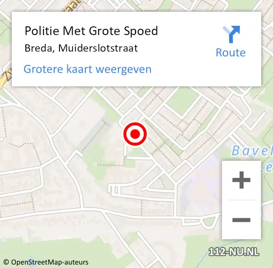 Locatie op kaart van de 112 melding: Politie Met Grote Spoed Naar Breda, Muiderslotstraat op 15 april 2022 15:17