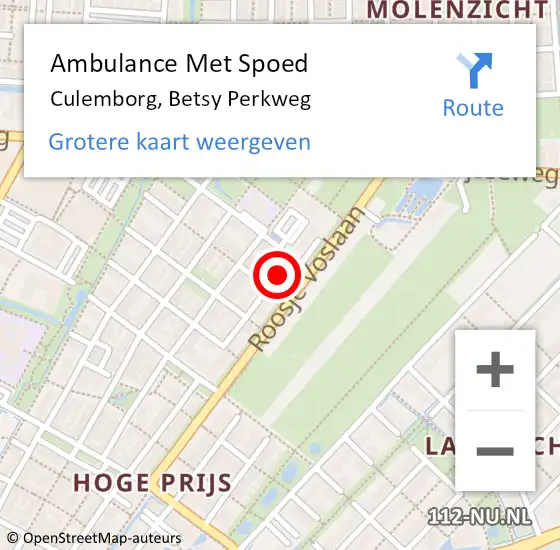 Locatie op kaart van de 112 melding: Ambulance Met Spoed Naar Culemborg, Betsy Perkweg op 15 april 2022 15:47