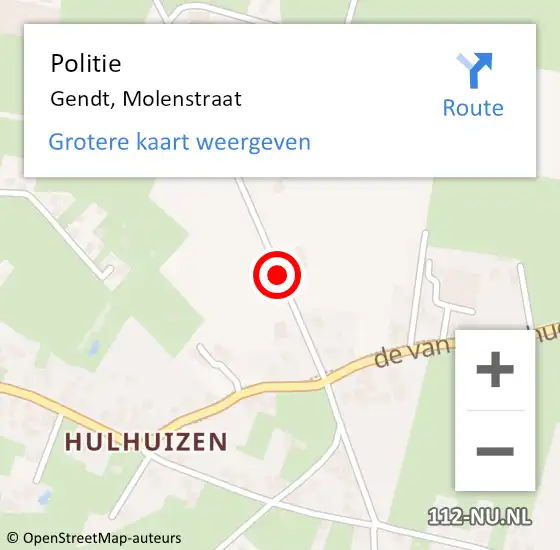 Locatie op kaart van de 112 melding: Politie Gendt, Molenstraat op 14 juli 2014 14:52