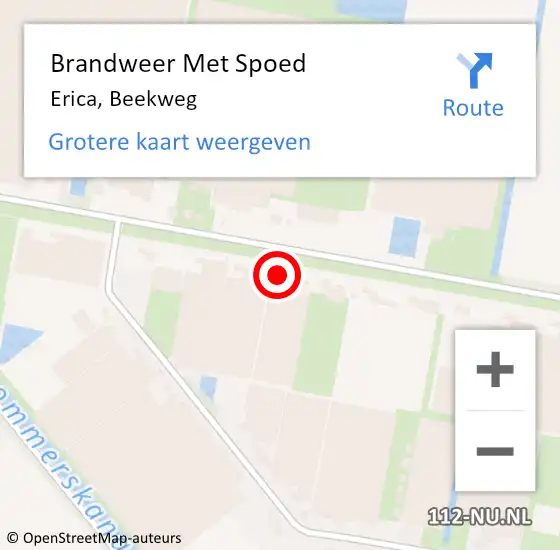 Locatie op kaart van de 112 melding: Brandweer Met Spoed Naar Erica, Beekweg op 15 april 2022 16:01