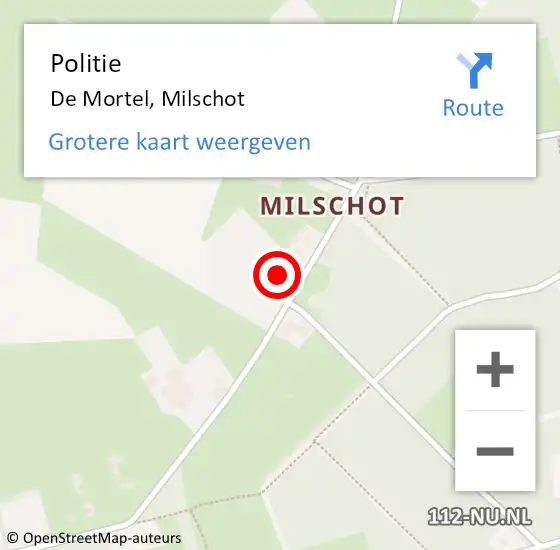 Locatie op kaart van de 112 melding: Politie De Mortel, Milschot op 15 april 2022 16:02