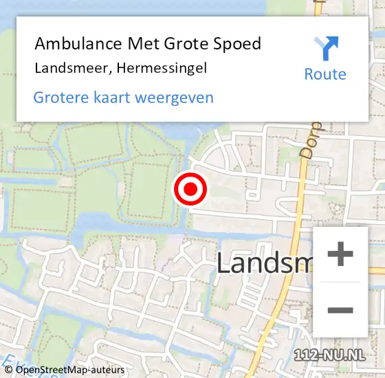 Locatie op kaart van de 112 melding: Ambulance Met Grote Spoed Naar Landsmeer, Hermessingel op 14 juli 2014 14:56