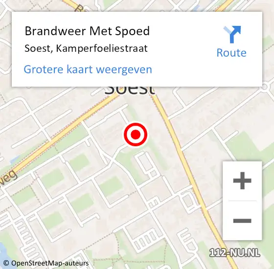 Locatie op kaart van de 112 melding: Brandweer Met Spoed Naar Soest, Kamperfoeliestraat op 15 april 2022 16:48
