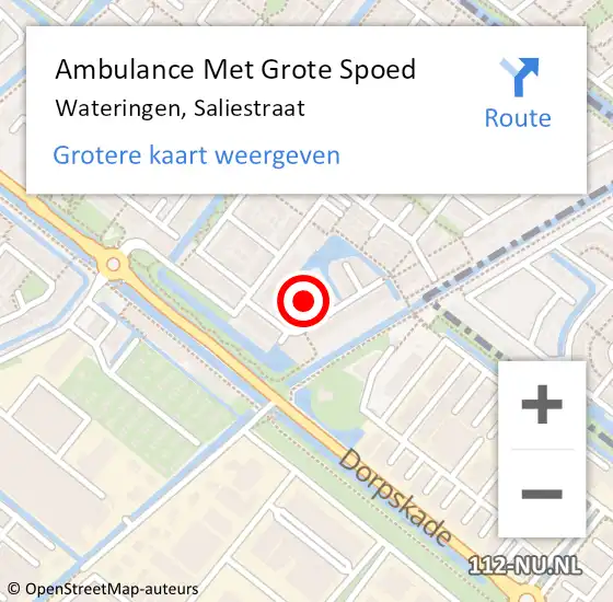 Locatie op kaart van de 112 melding: Ambulance Met Grote Spoed Naar Wateringen, Saliestraat op 15 april 2022 17:06