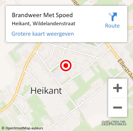 Locatie op kaart van de 112 melding: Brandweer Met Spoed Naar Heikant, Wildelandenstraat op 15 april 2022 17:09