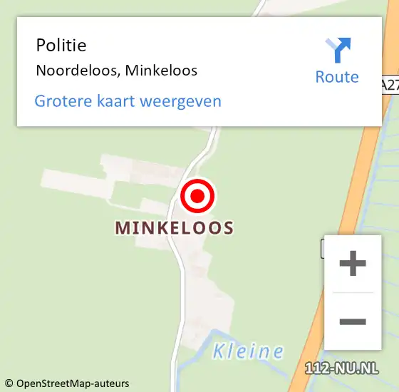 Locatie op kaart van de 112 melding: Politie Noordeloos, Minkeloos op 15 april 2022 17:11