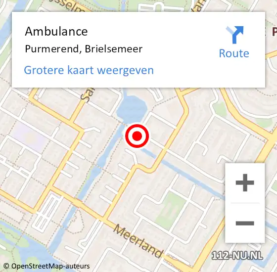 Locatie op kaart van de 112 melding: Ambulance Purmerend, Brielsemeer op 15 april 2022 17:19