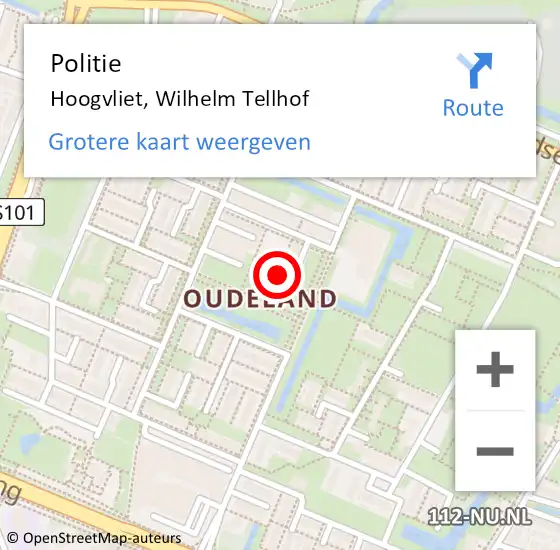 Locatie op kaart van de 112 melding: Politie Hoogvliet, Wilhelm Tellhof op 15 april 2022 17:20