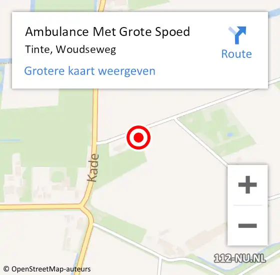 Locatie op kaart van de 112 melding: Ambulance Met Grote Spoed Naar Tinte, Woudseweg op 15 april 2022 17:27