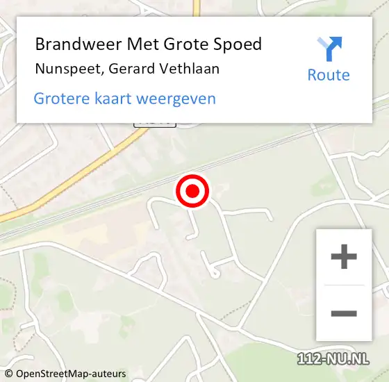 Locatie op kaart van de 112 melding: Brandweer Met Grote Spoed Naar Nunspeet, Gerard Vethlaan op 15 april 2022 17:27