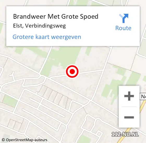 Locatie op kaart van de 112 melding: Brandweer Met Grote Spoed Naar Elst, Verbindingsweg op 15 april 2022 17:32