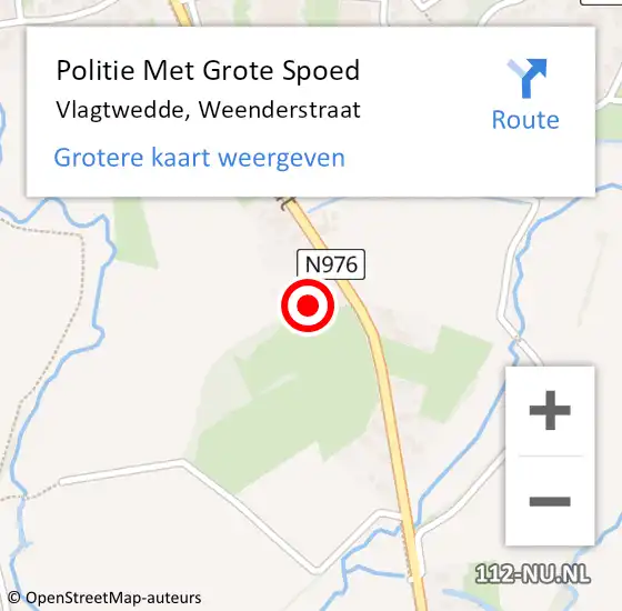 Locatie op kaart van de 112 melding: Politie Met Grote Spoed Naar Vlagtwedde, Weenderstraat op 15 april 2022 17:38