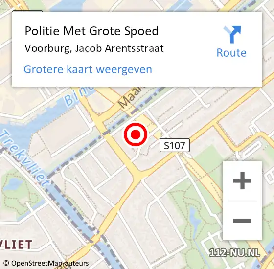 Locatie op kaart van de 112 melding: Politie Met Grote Spoed Naar Voorburg, Jacob Arentsstraat op 15 april 2022 17:52