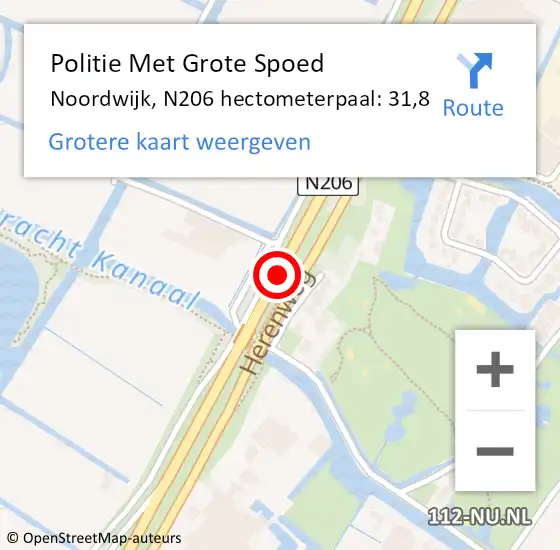 Locatie op kaart van de 112 melding: Politie Met Grote Spoed Naar Noordwijk, N206 hectometerpaal: 31,8 op 15 april 2022 17:58