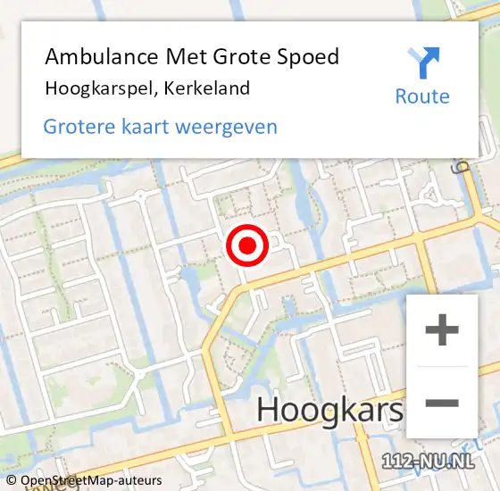 Locatie op kaart van de 112 melding: Ambulance Met Grote Spoed Naar Hoogkarspel, Kerkeland op 15 april 2022 17:59