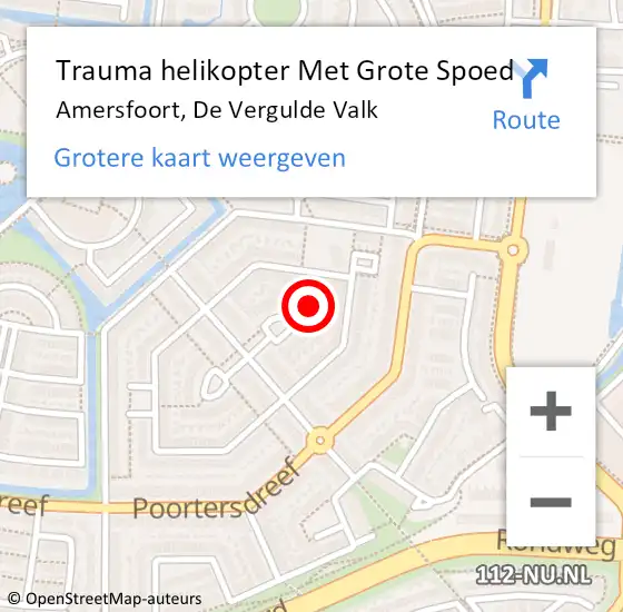 Locatie op kaart van de 112 melding: Trauma helikopter Met Grote Spoed Naar Amersfoort, De Vergulde Valk op 15 april 2022 18:09