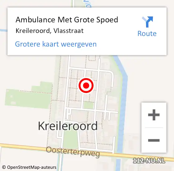 Locatie op kaart van de 112 melding: Ambulance Met Grote Spoed Naar Kreileroord, Vlasstraat op 15 april 2022 18:09