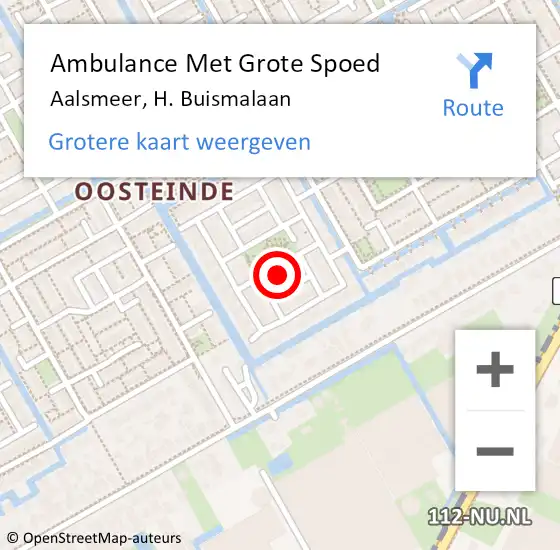 Locatie op kaart van de 112 melding: Ambulance Met Grote Spoed Naar Aalsmeer, H. Buismalaan op 15 april 2022 18:16