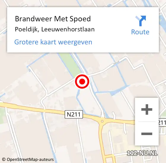 Locatie op kaart van de 112 melding: Brandweer Met Spoed Naar Poeldijk, Leeuwenhorstlaan op 15 april 2022 18:25