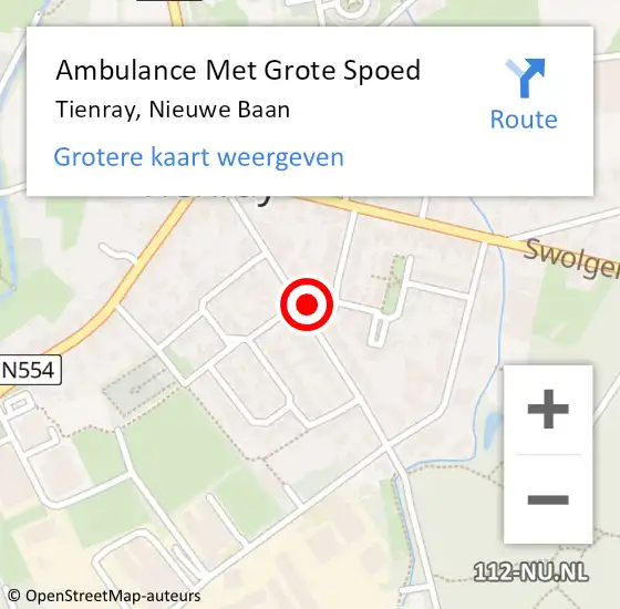 Locatie op kaart van de 112 melding: Ambulance Met Grote Spoed Naar Tienray, Nieuwe Baan op 15 april 2022 18:39