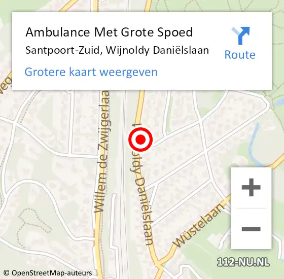 Locatie op kaart van de 112 melding: Ambulance Met Grote Spoed Naar Santpoort-Zuid, Wijnoldy Daniëlslaan op 15 april 2022 18:40