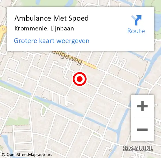 Locatie op kaart van de 112 melding: Ambulance Met Spoed Naar Krommenie, Lijnbaan op 15 april 2022 18:51