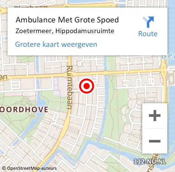 Locatie op kaart van de 112 melding: Ambulance Met Grote Spoed Naar Zoetermeer, Hippodamusruimte op 15 april 2022 19:03