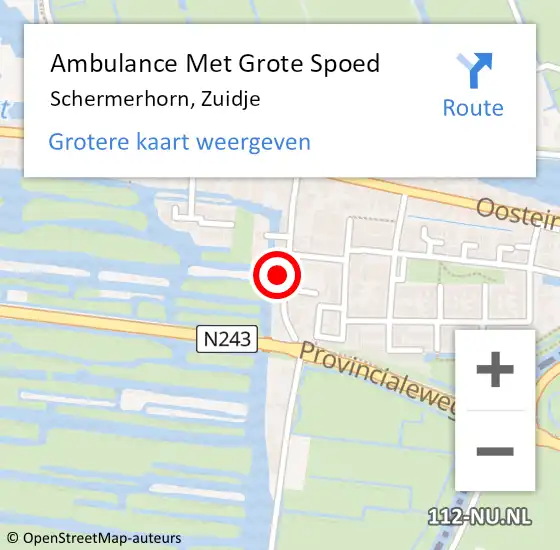 Locatie op kaart van de 112 melding: Ambulance Met Grote Spoed Naar Schermerhorn, Zuidje op 15 april 2022 19:13