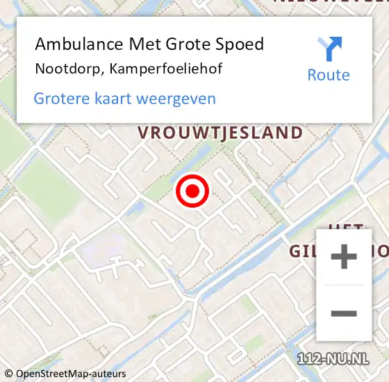 Locatie op kaart van de 112 melding: Ambulance Met Grote Spoed Naar Nootdorp, Kamperfoeliehof op 15 april 2022 19:16