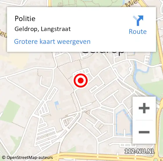Locatie op kaart van de 112 melding: Politie Geldrop, Langstraat op 15 april 2022 19:21