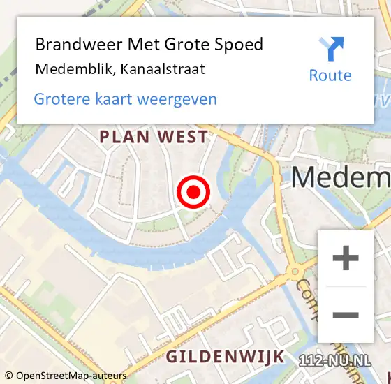 Locatie op kaart van de 112 melding: Brandweer Met Grote Spoed Naar Medemblik, Kanaalstraat op 15 april 2022 19:30