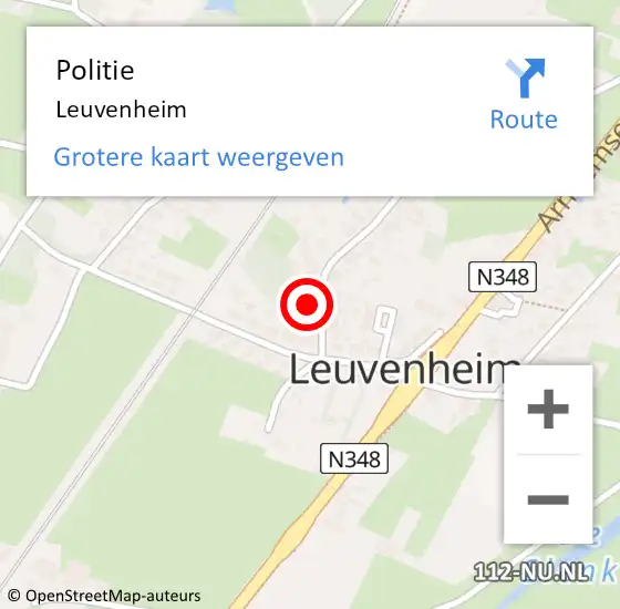 Locatie op kaart van de 112 melding: Politie Leuvenheim op 15 april 2022 19:38