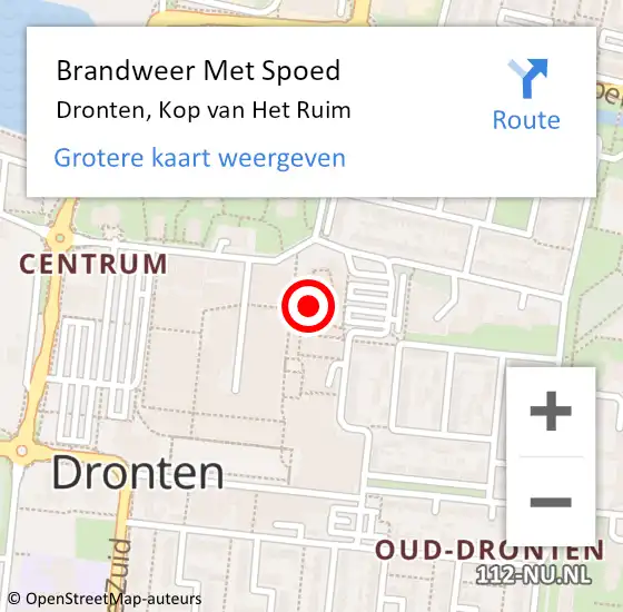 Locatie op kaart van de 112 melding: Brandweer Met Spoed Naar Dronten, Kop van Het Ruim op 15 april 2022 19:44