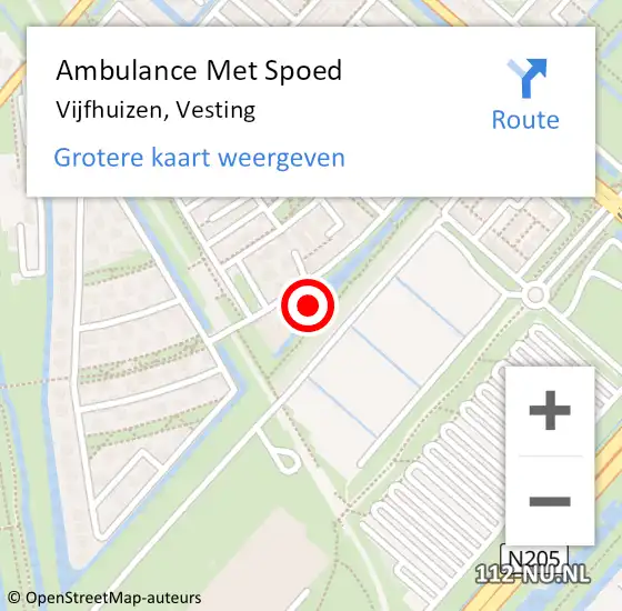 Locatie op kaart van de 112 melding: Ambulance Met Spoed Naar Vijfhuizen, Vesting op 15 april 2022 20:23