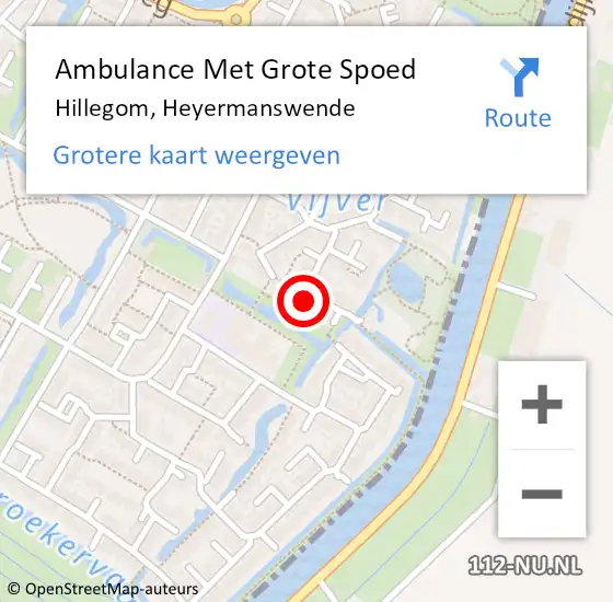 Locatie op kaart van de 112 melding: Ambulance Met Grote Spoed Naar Hillegom, Heyermanswende op 15 april 2022 20:37