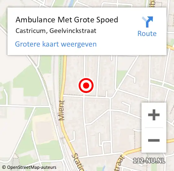 Locatie op kaart van de 112 melding: Ambulance Met Grote Spoed Naar Castricum, Geelvinckstraat op 15 april 2022 20:48