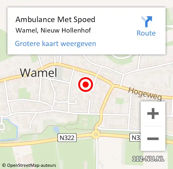 Locatie op kaart van de 112 melding: Ambulance Met Spoed Naar Wamel, Nieuw Hollenhof op 15 april 2022 21:18