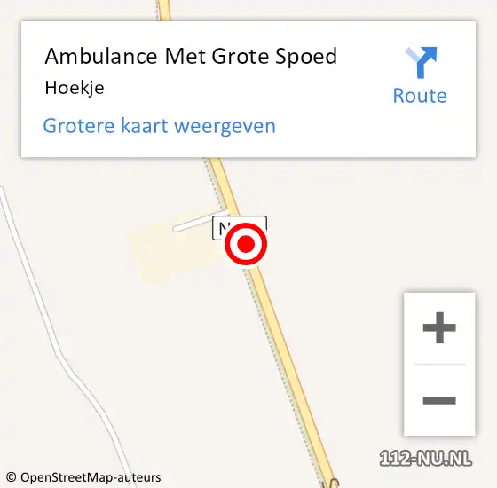 Locatie op kaart van de 112 melding: Ambulance Met Grote Spoed Naar Hoekje op 15 april 2022 21:23
