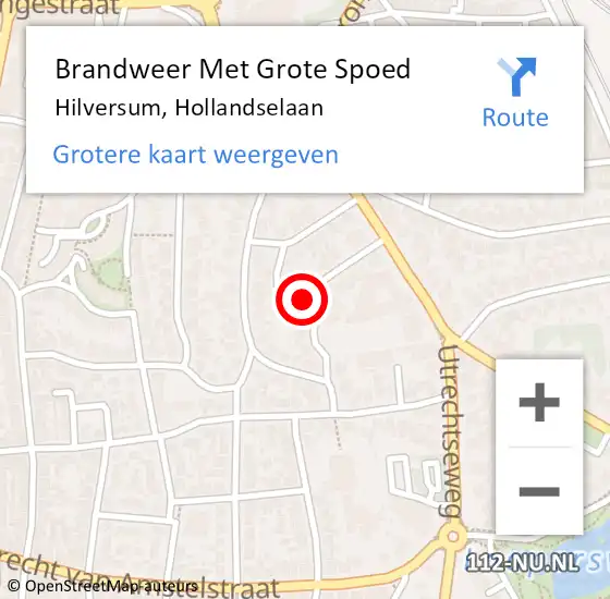 Locatie op kaart van de 112 melding: Brandweer Met Grote Spoed Naar Hilversum, Hollandselaan op 15 april 2022 21:34