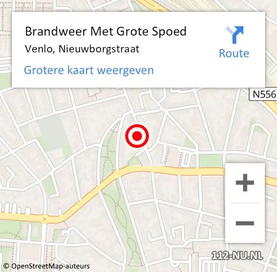Locatie op kaart van de 112 melding: Brandweer Met Grote Spoed Naar Venlo, Nieuwborgstraat op 15 april 2022 21:35
